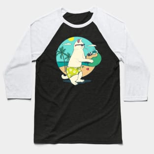 Kawaii Hawaii Aloha Cat Coconut Beach Summer Vacation Baseball T-Shirt